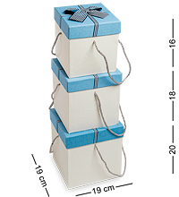 WG-10-A Набор коробок из 3шт «Куб» цв.бел./голуб.