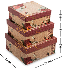 WG-09-B Набор коробок из 3шт «Квадрат» цв.беж./бордов.