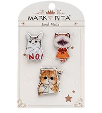 MR-107 Н-р брошей с цанговым зажимом бабочка «Котики - наше все» Mark Rita