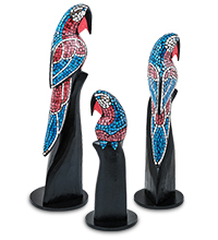 23-028-01 Н-р статуэток из трех «Попугай» дерево+стекл.мозаика (50,40,30 см)