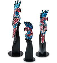 23-030-01 Н-р статуэток из трех «Какаду» дерево+стекл.мозаика (50,40,30 см)