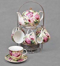 20011 Набор чайный «Цветущие орхидеи» (1500/220) 13 пр. на металлическом стенде (8)