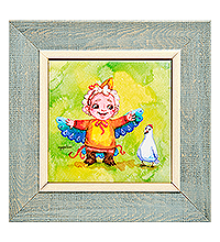 SZ-372 Панно керамическое «Курочка моя, потанцуем?» 10х10