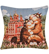 ANG-1971/1 Подушка  гобеленовая «Кошачьи нежности» 45х45