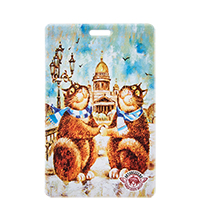 ANG-2123 Обложка для проездных и карточек «Встреча у Исаакия кота Васьки и кота Пузи» 6,5х10,5