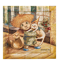 ANG-1882 Гобелен в расписной раме «Цап-царап» 30х30