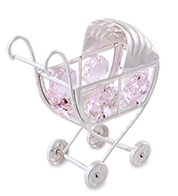 AR-1162/ 1 Фигурка «Детская коляска» сереб. с цв.кр. (Юнион)