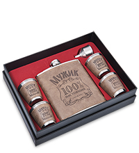 GT-91 Подарочный н-р фляжка с аксессуарами «100% мужик» 500 мл