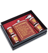 GT-13 Подарочный набор фляжка 500 мл со стопками «10 алкогольных заповедей»