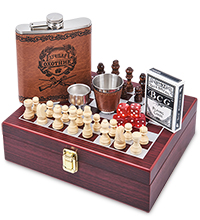 GT-44 Подарочный набор фляжка 500 мл с шахматами «Лучший охотник»