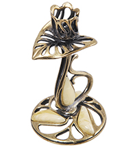 AM-3273/1 Подсвечник «Кувшинка» (латунь, янтарь)