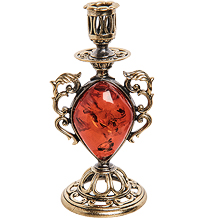 AM-3275 Подсвечник «Канделябр» (латунь, янтарь)