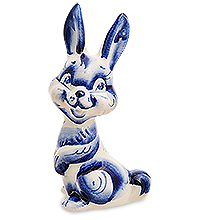 ГЛ- 049 Фигурка «Ушастый заяц» (Гжельский фарфор)