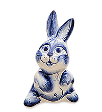 ГЛ- 056 Фигурка «Зайчонок» (Гжельский фарфор)