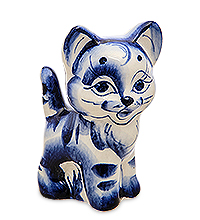 ГЛ- 058 Фигурка «Кошечка» (Гжельский фарфор)