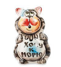 ГЛ- 184 Фигурка «Кот-Мойша» цв.(Гжельский фарфор)