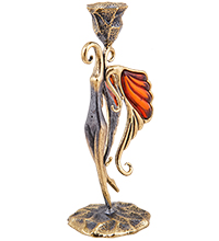 AM-3913 Подсвечник «Мотылек» (латунь, янтарь)