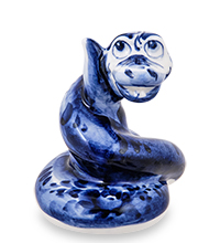 ГЛ- 086 Фигурка «Змея-Удавчик» (Гжельский фарфор)