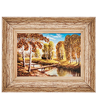 AMB-01/67 Картина «Мост через реку» (с янтарной крошкой) пласт.рамка 33х42см