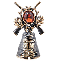 AM-3951 Колокольчик «Охотника» (латунь, янтарь)