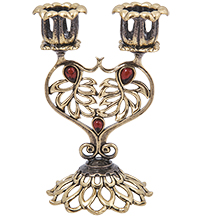 AM-4081 Подсвечник «Канделябр Сердце» (латунь, янтарь)