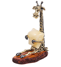 AM-4085 Фигурка «Жираф Мелман» (латунь, янтарь)