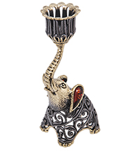 AM-4092 Подсвечник «Слон Ажурный» (латунь, янтарь)