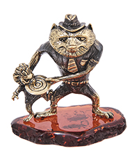 AM-4119 Фигурка «Волк Вульфыч» (латунь, янтарь)