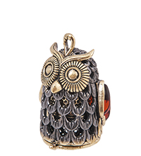 AM-4132 Наперсток «Филин Трансформер» (латунь, янтарь)