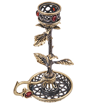 AM-4133 Подсвечник «Роза Чайная» (латунь, янтарь)