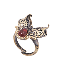 AM-4137 Кольцо «Мотылек Лунный» (латунь, янтарь)