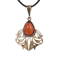 AM-4141 Подвеска «Паттерн» (латунь, янтарь)