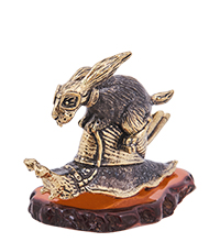 AM-4153 Фигурка «Заяц на улитке Дерби» (латунь, янтарь)