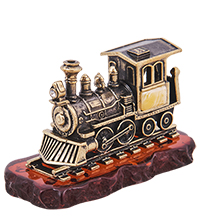 AM-4162 Фигурка «Паровоз Железная дорога» (латунь, янтарь)