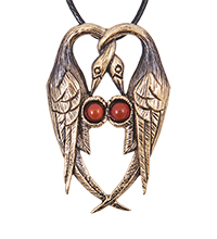 AM-4164 Подвеска «Цапли» (латунь, янтарь)