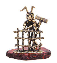 AM-4157 Фигурка «Кузнечик Дачник» (латунь, янтарь)