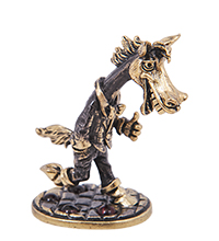 AM-4190 Фигурка «Лошадь Фраерок» (латунь, янтарь)