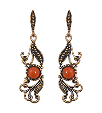 AM-4214 Серьги «Майский жук» (латунь, янтарь)