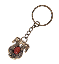 AM-4227 Брелок «Кони» (латунь, янтарь)