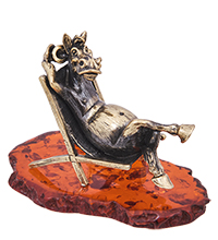 AM-4230 Фигурка «Лошадь Меломан» (латунь, янтарь)