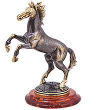 AM-4232 Фигурка «Лошадь Спирит» бол. (латунь, янтарь)