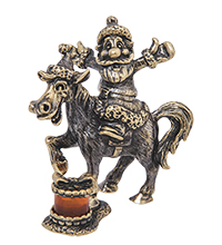 AM-4247 Фигурка «Лошадь с дедулей» (латунь, янтарь)