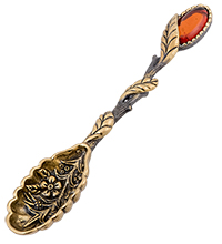 AM-4270 Ложка «Веточка» (латунь, янтарь)