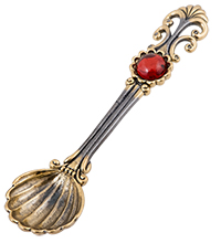 AM-4271 Ложка «Ракушка» (латунь, янтарь)