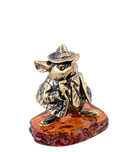 AM-4273 Фигурка «Мышь Мистер Биг» (латунь, янтарь)