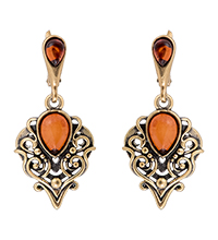 AM-4281 Серьги «Восток» (латунь, янтарь)