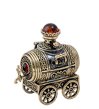 AM-4296 Фигурка «Бочка Самовар» (латунь, янтарь)