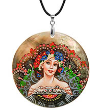 ШК-55/ 41-A Кулон из перламутра «Альфонс Муха»