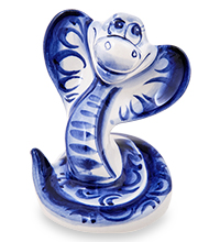ГЛ- 914 Фигурка «Змея Клавда» (Гжельский фарфор)