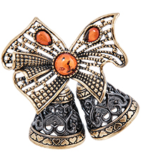 AM- 583 Колокольчик  «Бантик» (латунь, янтарь)